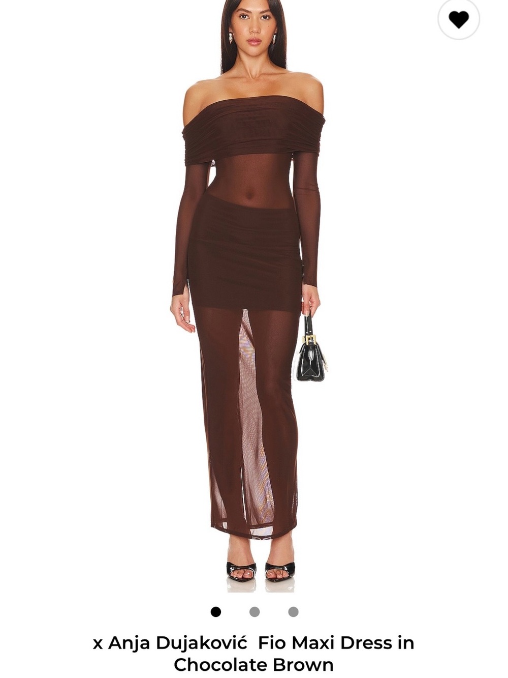 Lovers + Friends Brown Off-Shoulder Sheer Dress